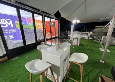 Empty exhibition space with furniture