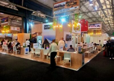 Tourism exhibition showcasing safari experiences.
